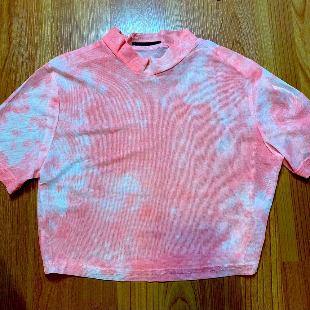 Mock Neck tie dye crop slim top